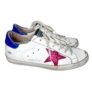 Golden Goose GGDB Superstar White, Pink & Blue Sneakers Size 38